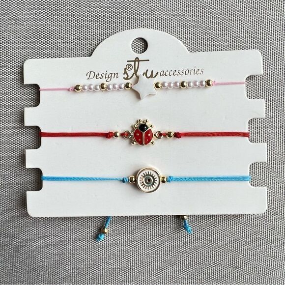 Macrame String Evil Eye Lucky Boho Bracelet NEW Set of 3 - Picture 2 of 3
